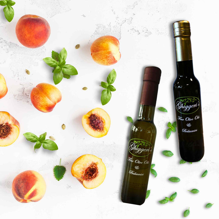 Basil Olive Oil + Peach White Balsamic Pairing