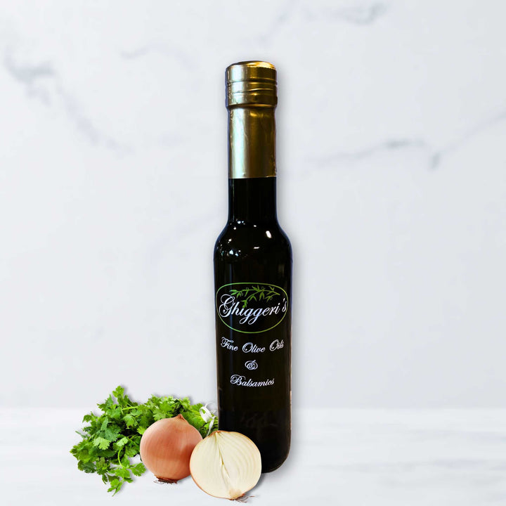 Cilantro Roasted Onion Infused Olive Oil – Savory Herb & Onion Extra Virgin Olive Oil Bottle