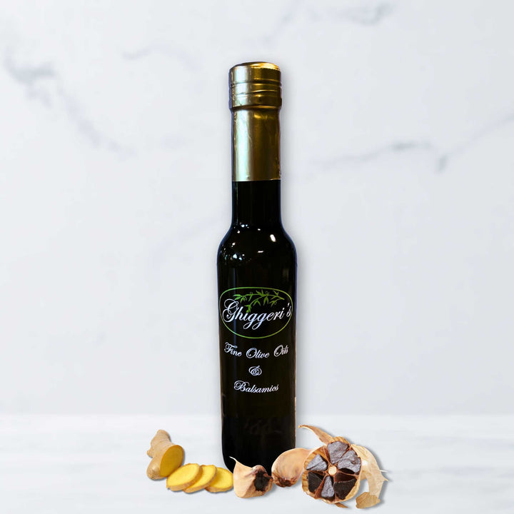 Ginger Black Garlic Infused Olive Oil – Savory & Aromatic Extra Virgin Olive Oil Bottle
