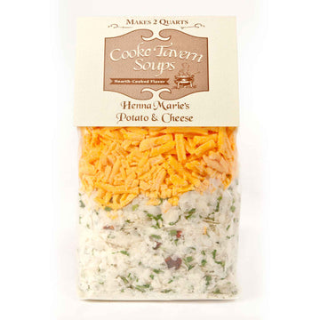 Package of Henna Marie's Potato & Cheese Soup with visible ingredients on a white background