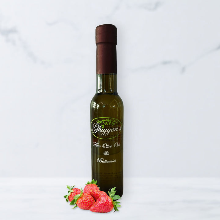 Strawberry Dark Balsamic Vinegar with sweet and tangy berry flavor – Ghiggeri’s Fine Olive Oils & Balsamics
