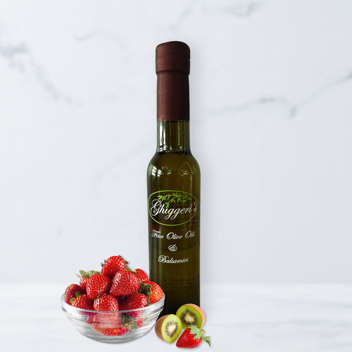 Strawberry Kiwi Rosé Balsamic Vinegar with tart tropical flavor – Ghiggeri’s Fine Olive Oils & Balsamics