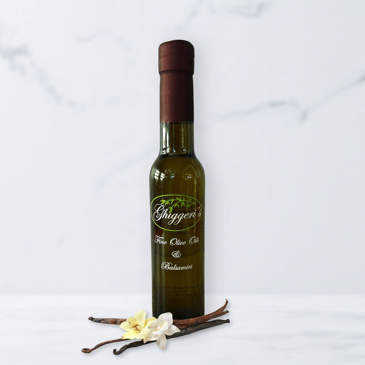 Vanilla Balsamic Vinegar with fragrant vanilla bean and aged balsamic flavor – Ghiggeri’s Fine Olive Oils & Balsamics